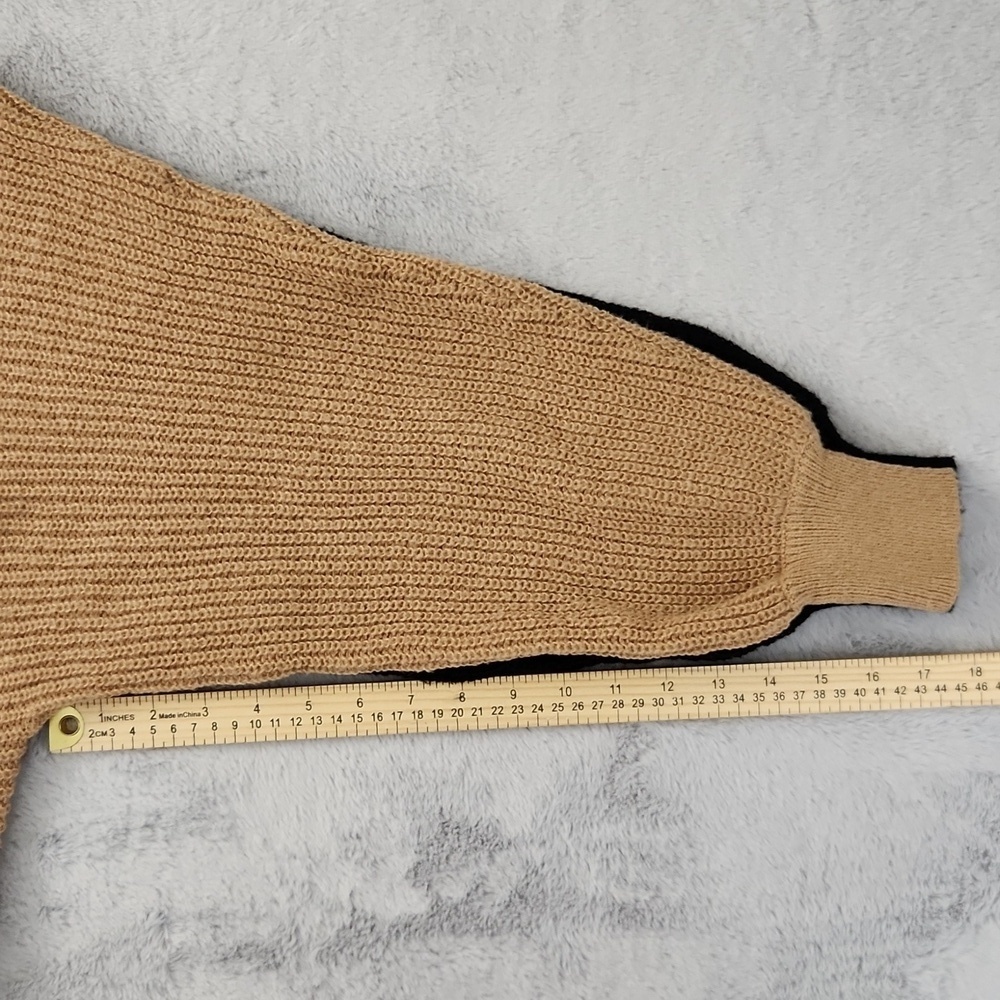 *Mud Pie Colorblock Chunky Knit Sweater Tunic Black Beige Balloon Sleeve Small - Picture 9 of 10